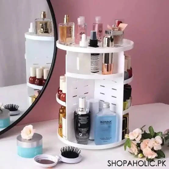 360 Rotating Makeup Organizer White
